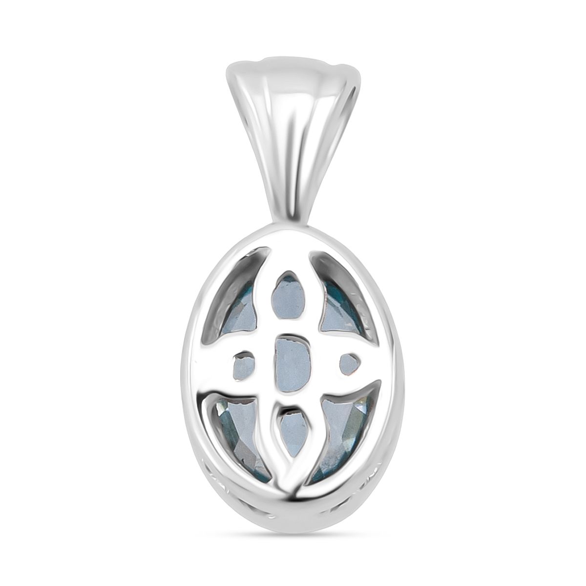Blauer Zirkon Anhänger 925 Silber rhodiniert ca. 1.24 ct
