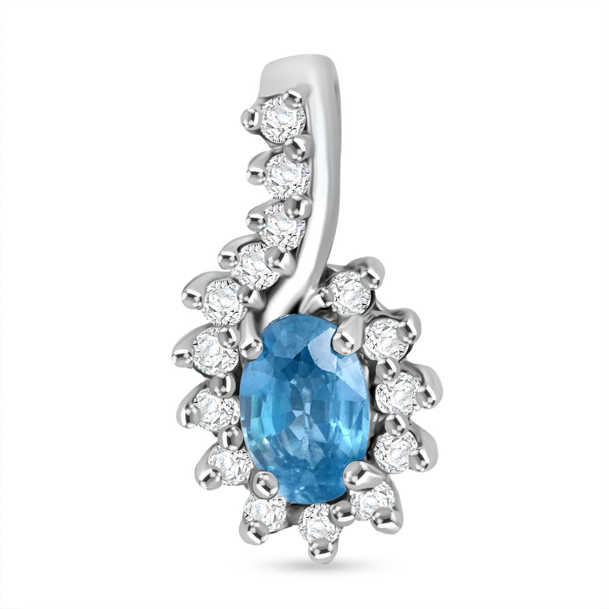 Blauer Zirkon, Weißer Zirkon Anhänger 925 Silber rhodiniert ca. 1.03 ct
