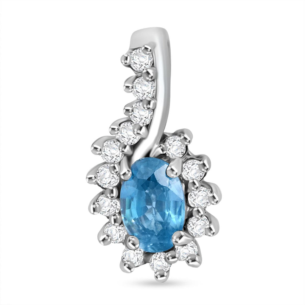 Blauer Zirkon, Weißer Zirkon Anhänger 925 Silber rhodiniert ca. 1.03 ct