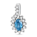 Blauer Zirkon, Weißer Zirkon Anhänger 925 Silber rhodiniert ca. 1.03 ct