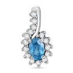 Blauer Zirkon, Weißer Zirkon Anhänger 925 Silber rhodiniert ca. 1.03 ct