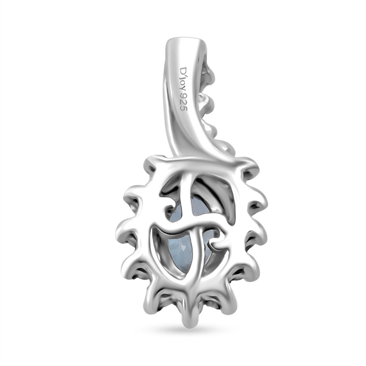 Blauer Zirkon, Weißer Zirkon Anhänger 925 Silber rhodiniert ca. 1.03 ct