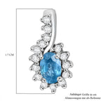 Blauer Zirkon, Weißer Zirkon Anhänger 925 Silber rhodiniert ca. 1.03 ct