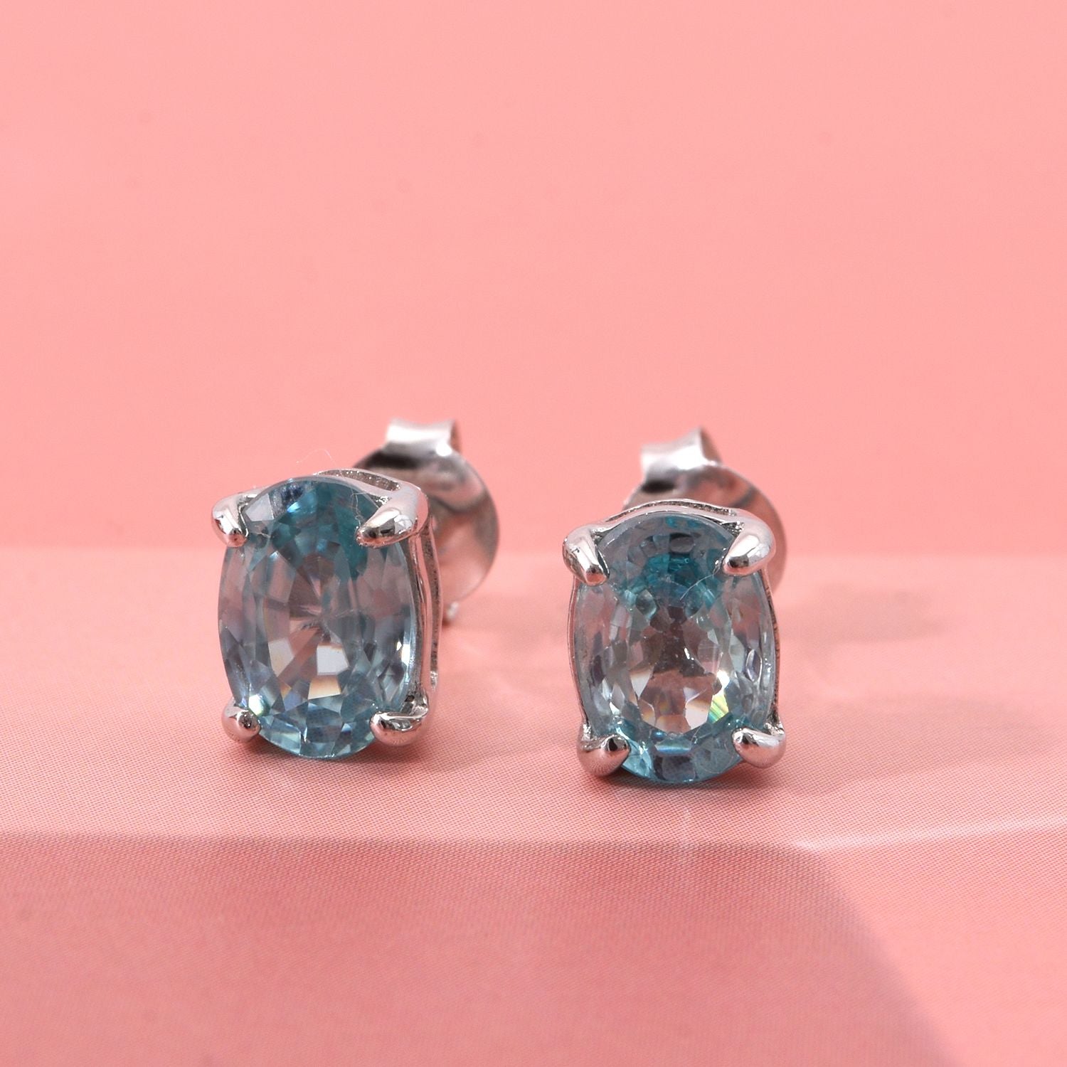 D joy Blauer Zirkon Ohrringe 925 Silber rhodiniert ca. 2.46 ct