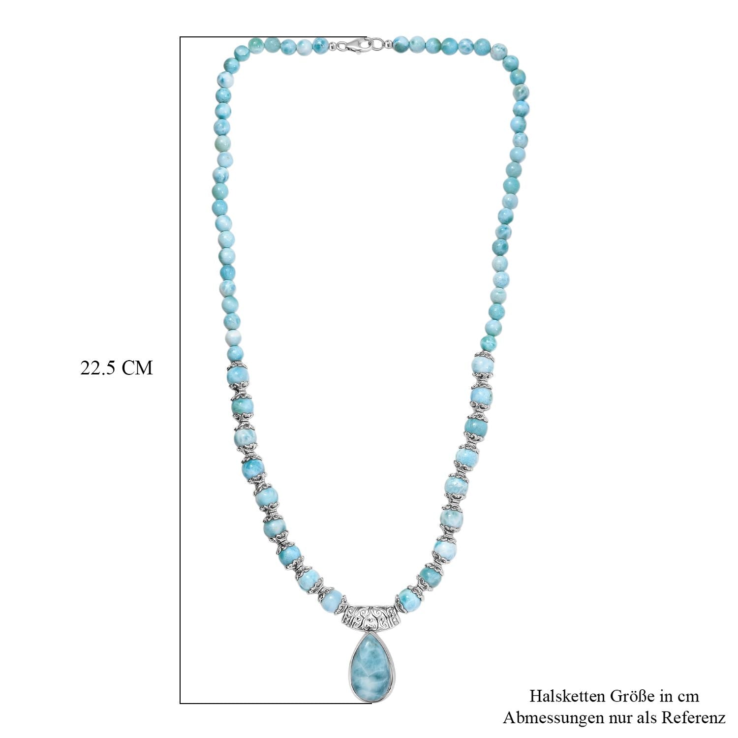 D'Joy AA Larimar Halskette ca. 50 cm 925 Silber rhodiniert (7-8 Werktage Lieferzeit) ca. 145,96 ct.