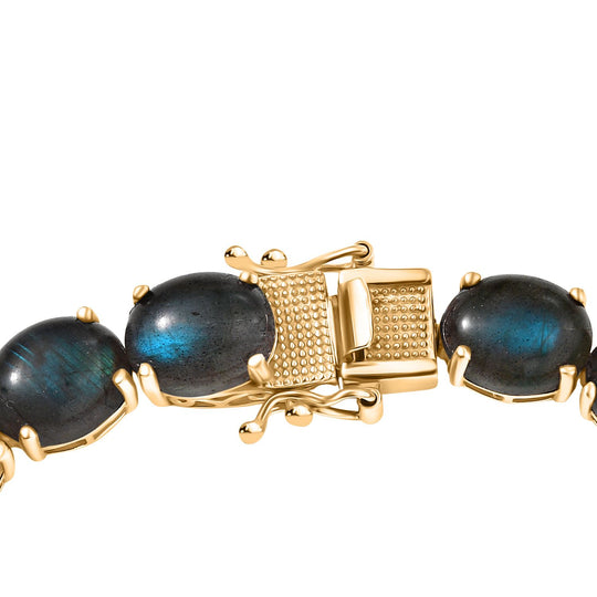 D'Joy AAA Labradorit Armband ca. 19 cm 925 Silber 750 Gelbgold Vermeil ca. 47.54 ct