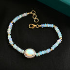 D'Joy AA Natürlicher, äthiopischer Welo Opal Armband ca. 18 cm 925 Silber 750 Gelbgold Vermeil ca. 14.92 ct