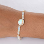 D'Joy AA Natürlicher, äthiopischer Welo Opal Armband ca. 18 cm 925 Silber 750 Gelbgold Vermeil ca. 14.92 ct