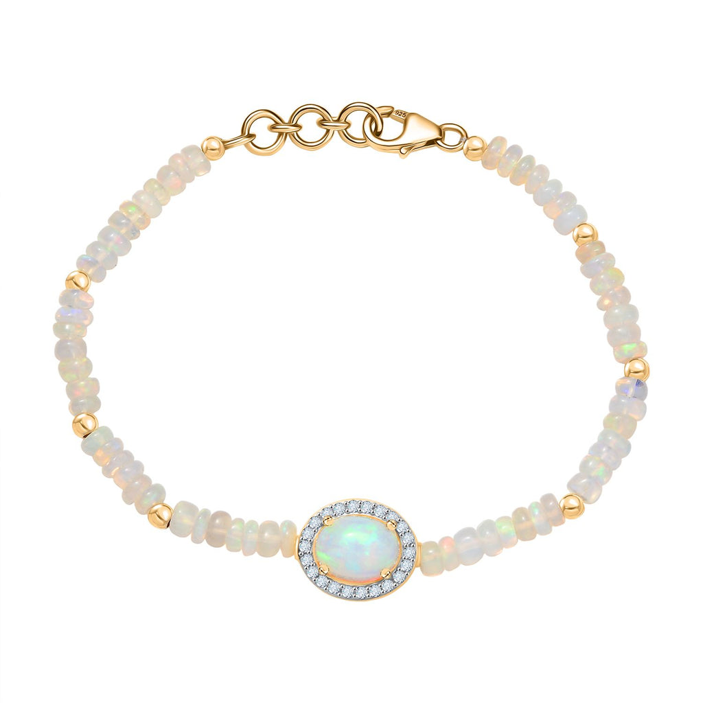 D'Joy AA Natürlicher, äthiopischer Welo Opal Armband ca. 18 cm 925 Silber 750 Gelbgold Vermeil ca. 14.92 ct