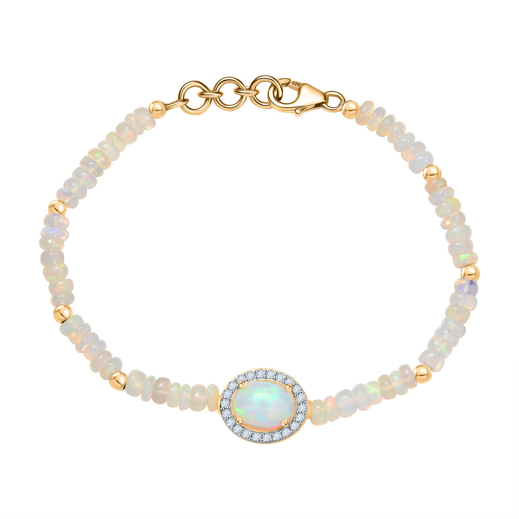 D'Joy AA Natürlicher, äthiopischer Welo Opal Armband ca. 18 cm 925 Silber 750 Gelbgold Vermeil ca. 14.92 ct