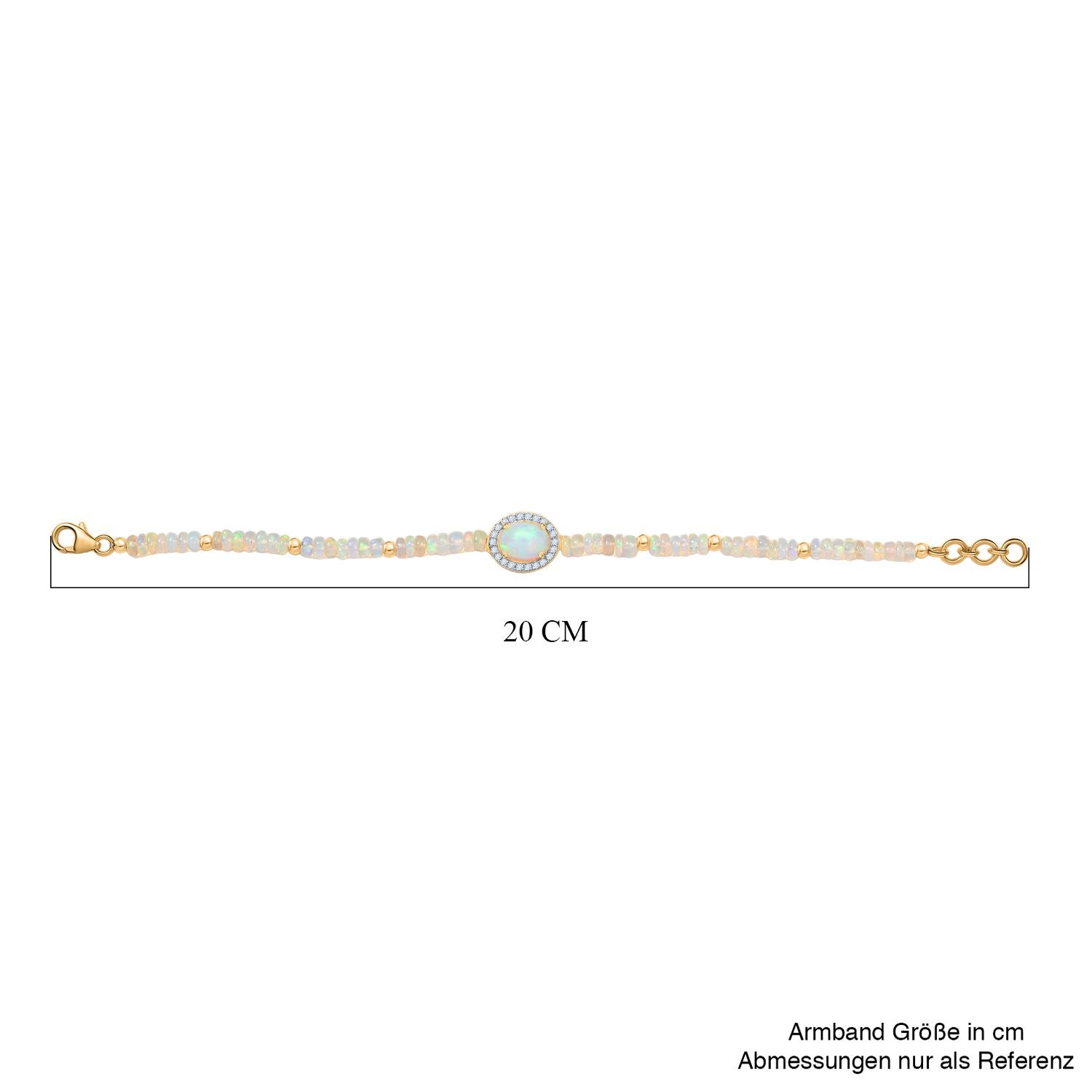 D'Joy AA Natürlicher, äthiopischer Welo Opal Armband ca. 18 cm 925 Silber 750 Gelbgold Vermeil ca. 14.92 ct