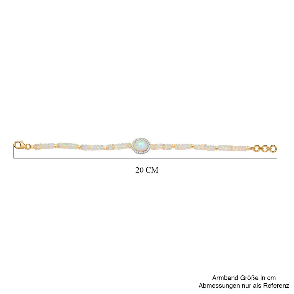 D'Joy AA Natürlicher, äthiopischer Welo Opal Armband ca. 18 cm 925 Silber 750 Gelbgold Vermeil ca. 14.92 ct