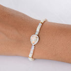 D'Joy AA Natürlicher, äthiopischer Welo Opal Armband ca. 18 cm 925 Silber 750 Gelbgold Vermeil ca. 14.66 ct