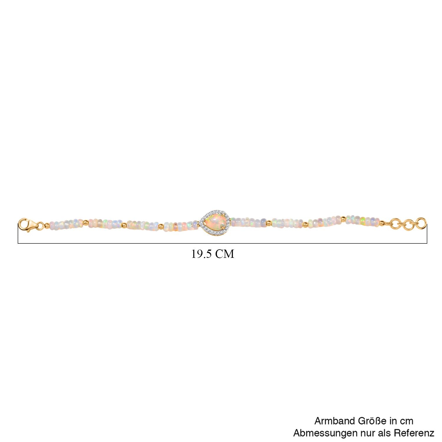 D'Joy AA Natürlicher, äthiopischer Welo Opal Armband ca. 18 cm 925 Silber 750 Gelbgold Vermeil ca. 14.66 ct