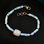 D'Joy AA Natürlicher, äthiopischer Welo Opal Armband ca. 18 cm 925 Silber 750 Gelbgold Vermeil ca. 15.02 ct