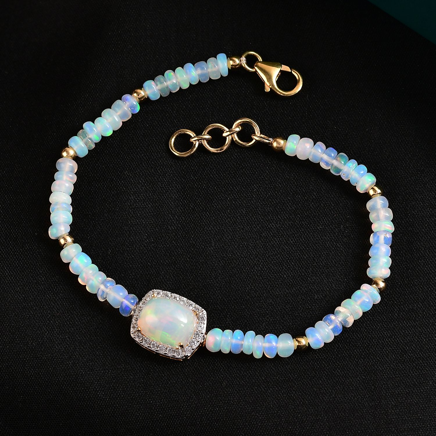 D'Joy AA Natürlicher, äthiopischer Welo Opal Armband ca. 18 cm 925 Silber 750 Gelbgold Vermeil ca. 15.02 ct