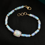 D'Joy AA Natürlicher, äthiopischer Welo Opal Armband ca. 18 cm 925 Silber 750 Gelbgold Vermeil ca. 15.02 ct