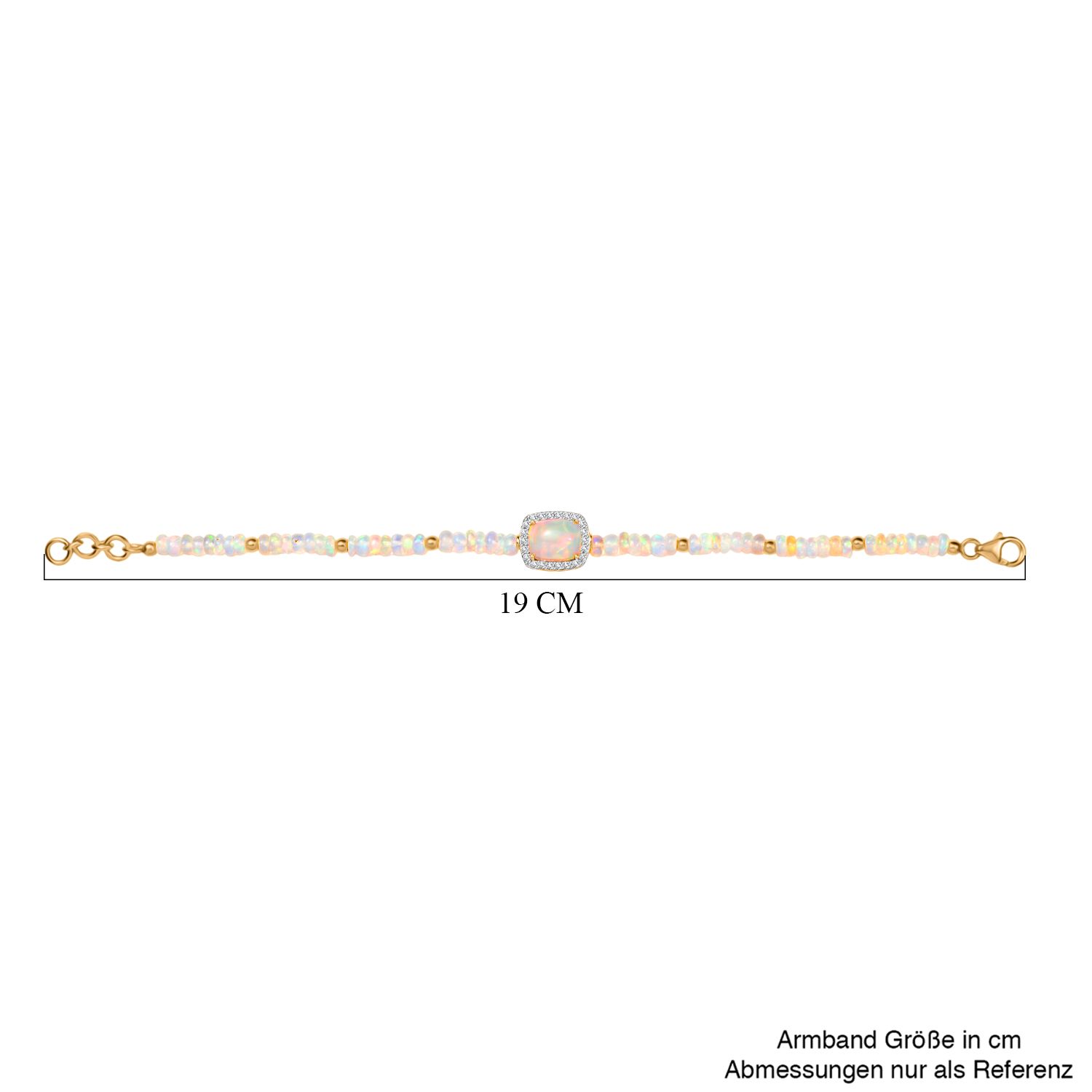 D'Joy AA Natürlicher, äthiopischer Welo Opal Armband ca. 18 cm 925 Silber 750 Gelbgold Vermeil ca. 15.02 ct