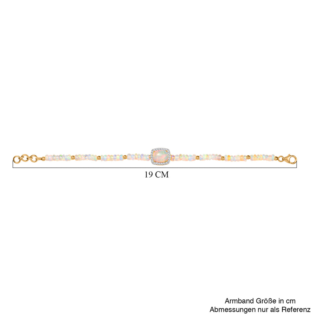 D'Joy AA Natürlicher, äthiopischer Welo Opal Armband ca. 18 cm 925 Silber 750 Gelbgold Vermeil ca. 15.02 ct
