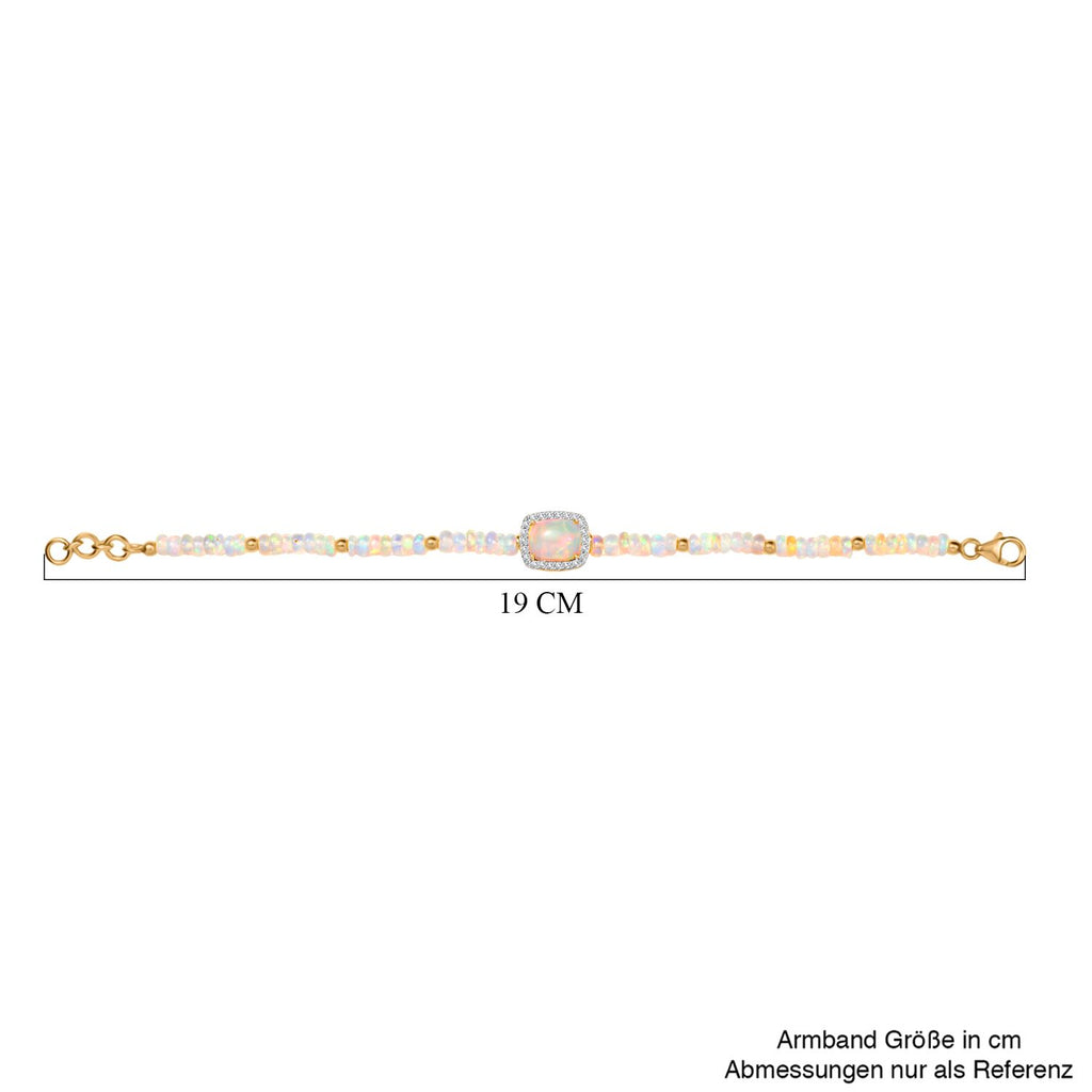 D'Joy AA Natürlicher, äthiopischer Welo Opal Armband ca. 18 cm 925 Silber 750 Gelbgold Vermeil ca. 15.02 ct