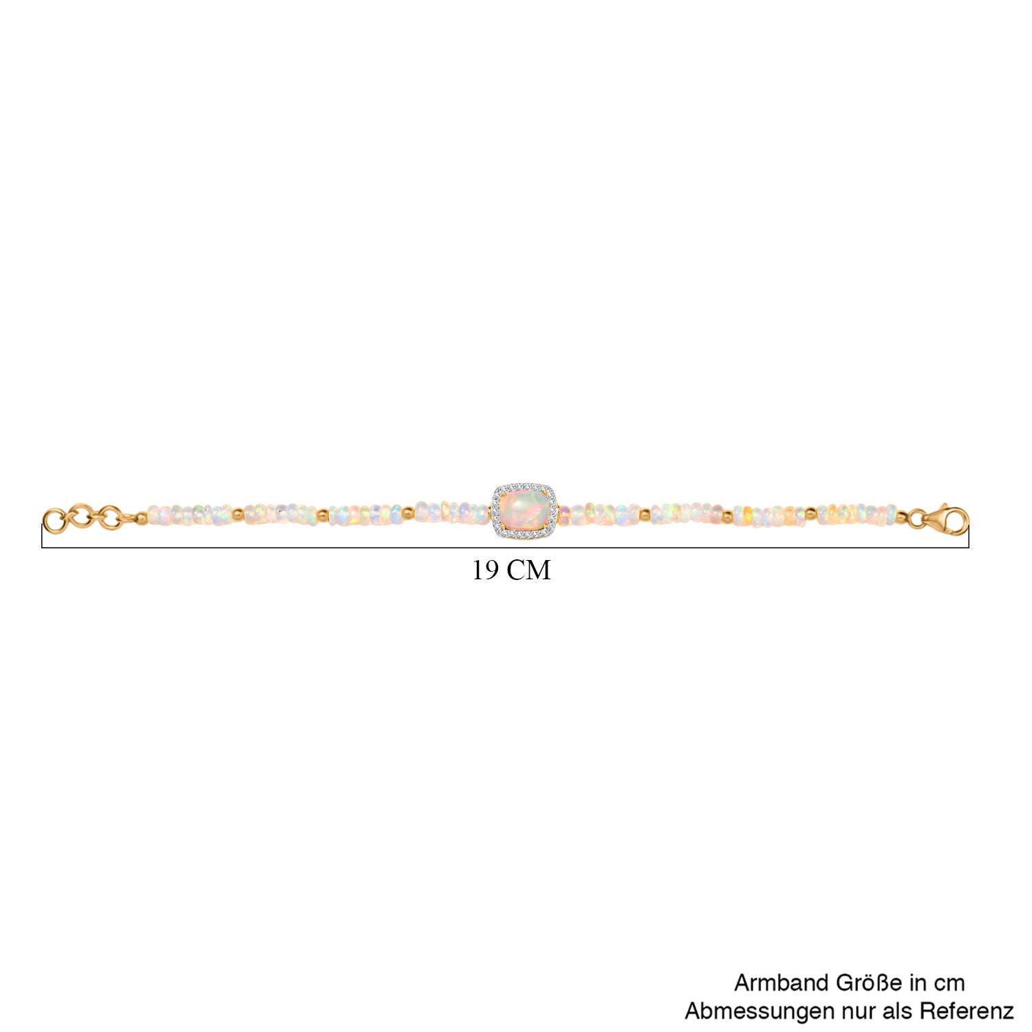 D'Joy AA Natürlicher, äthiopischer Welo Opal Armband ca. 18 cm 925 Silber 750 Gelbgold Vermeil ca. 15.02 ct