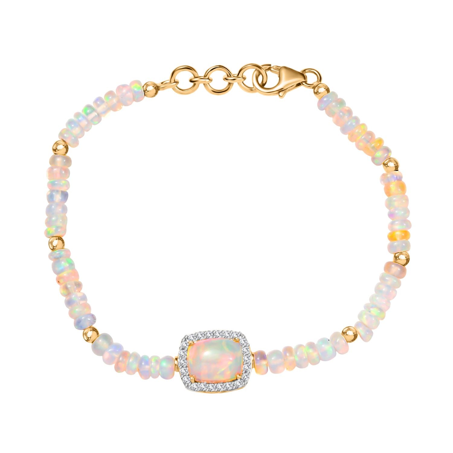 D'Joy AA Natürlicher, äthiopischer Welo Opal Armband ca. 18 cm 925 Silber 750 Gelbgold Vermeil ca. 15.02 ct