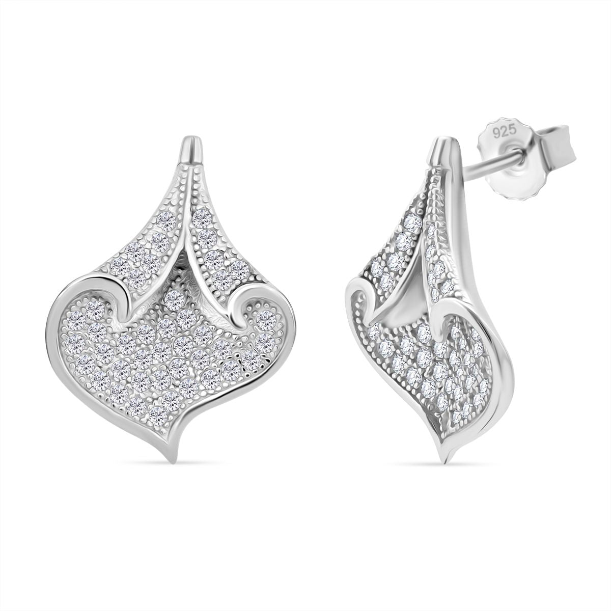 Lustro Stella Weißer Zirkonia Ohrringe 925 Silber rhodiniert
