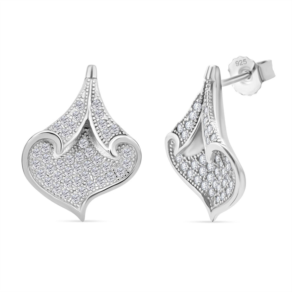 Lustro Stella Weißer Zirkonia Ohrringe 925 Silber rhodiniert