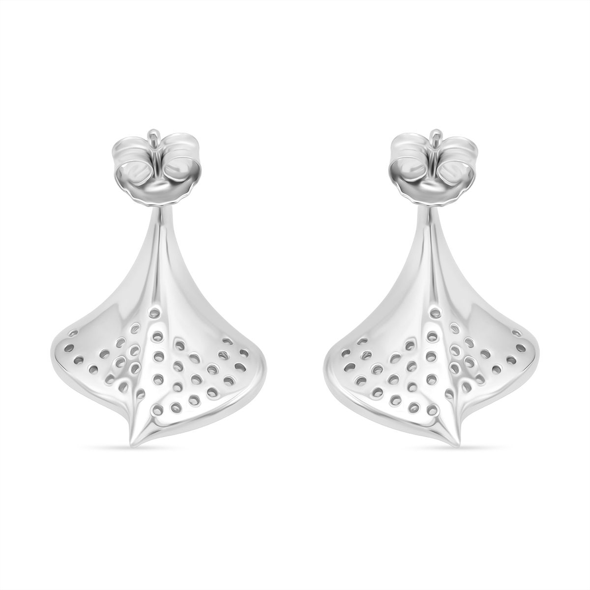Lustro Stella Weißer Zirkonia Ohrringe 925 Silber rhodiniert