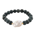 EXTREM SELTEN - Natürlicher Olmek Jadeit, Süßwasser Barockperle Armband, Flexibles, 925 Silber vergoldet