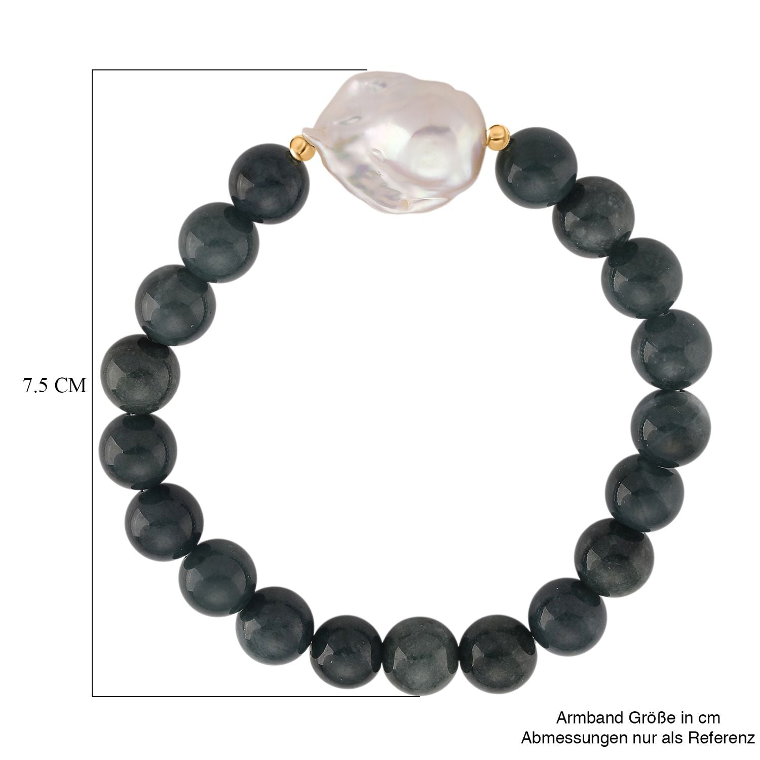 EXTREM SELTEN - Natürlicher Olmek Jadeit, Süßwasser Barockperle Armband, Flexibles, 925 Silber vergoldet