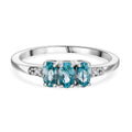 D’joy Blauer Zirkon, Weißer Diamant Ring 925 Silber rhodiniert (Größe 19.00) ca. 1,22 ct