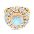 D'Joy AA Natürlicher, äthiopischer Welo Opal, Moissanit Ring 925 Silber 750 Gelbgold Vermeil (Größe 18.00) ca. 2,73 ct