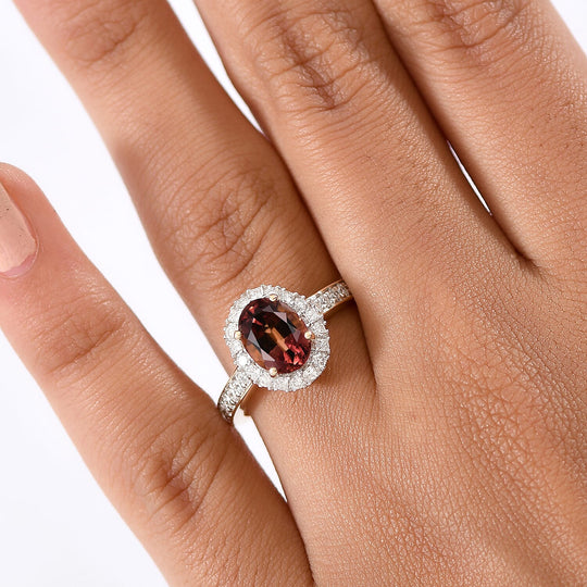 AAA Byzantinischer Turmalin, Lab Grown Diamant Ring, AGI zertifiziert und geprüft, 417 Gold (Größe 19.00) ca. 2.75 ct