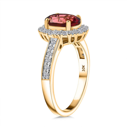 AAA Byzantinischer Turmalin, Lab Grown Diamant Ring, AGI zertifiziert und geprüft, 417 Gold (Größe 19.00) ca. 2.75 ct