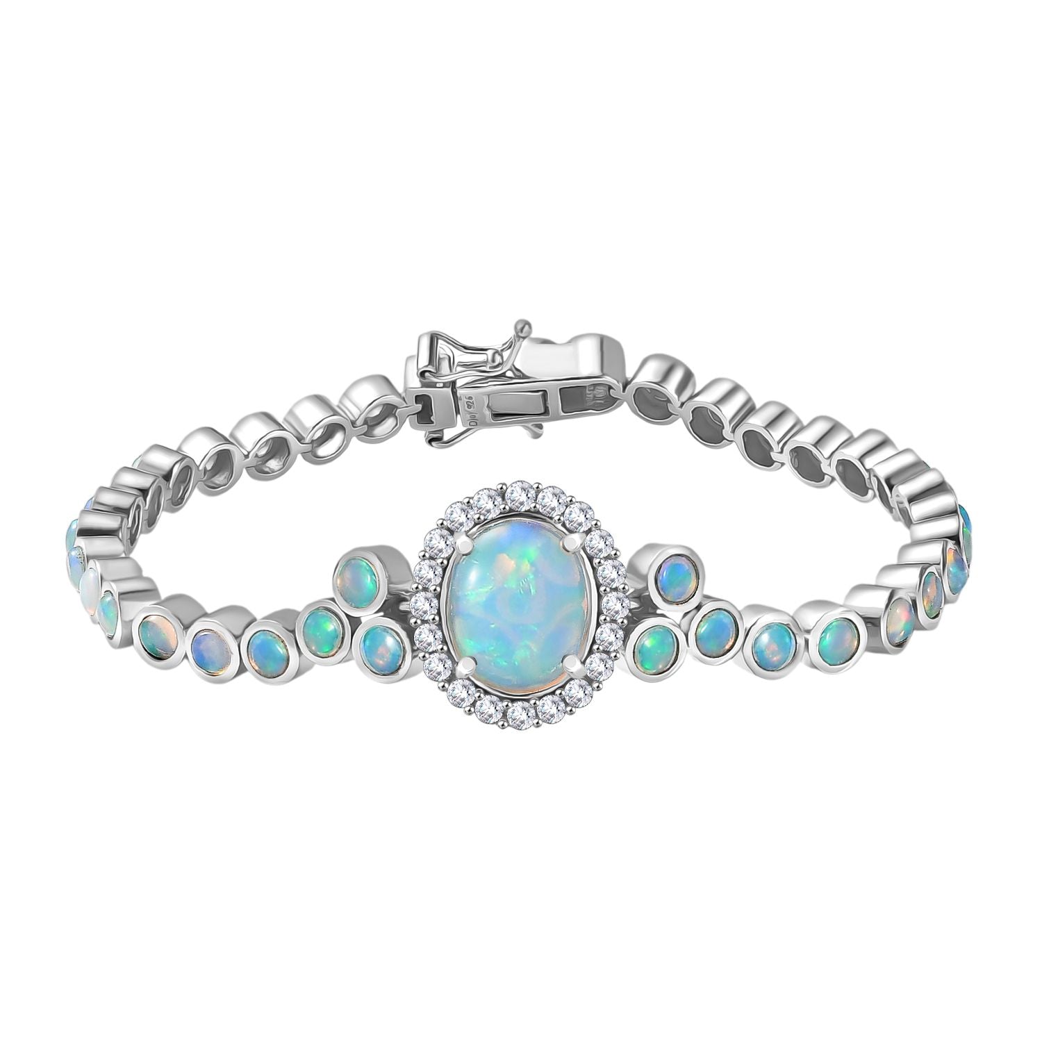 D'Joy AA Natürlicher, äthiopischer Welo Opal Armband ca. 19 cm 925 Silber rhodiniert ca. 8.41 ct