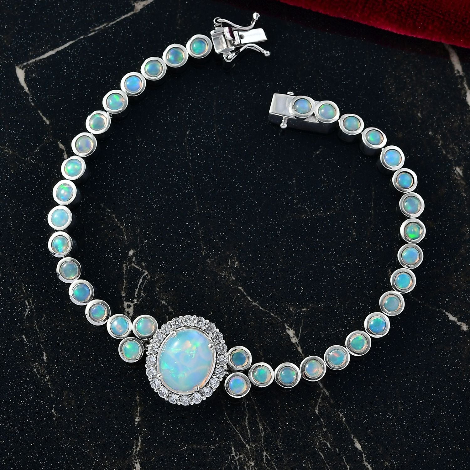 D'Joy AA Natürlicher, äthiopischer Welo Opal Armband ca. 19 cm 925 Silber rhodiniert ca. 8.41 ct