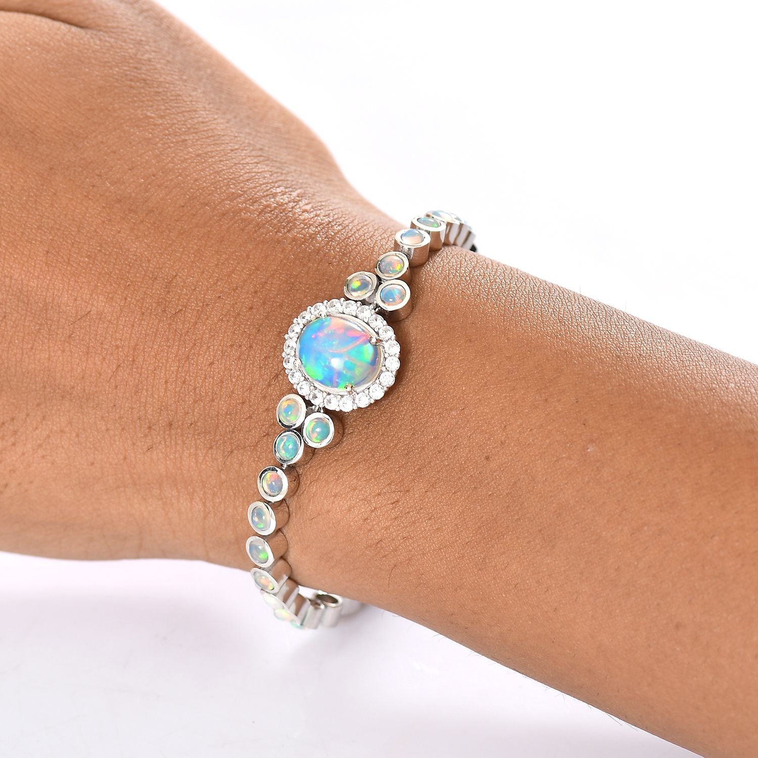 D'Joy AA Natürlicher, äthiopischer Welo Opal Armband ca. 19 cm 925 Silber rhodiniert ca. 8.41 ct