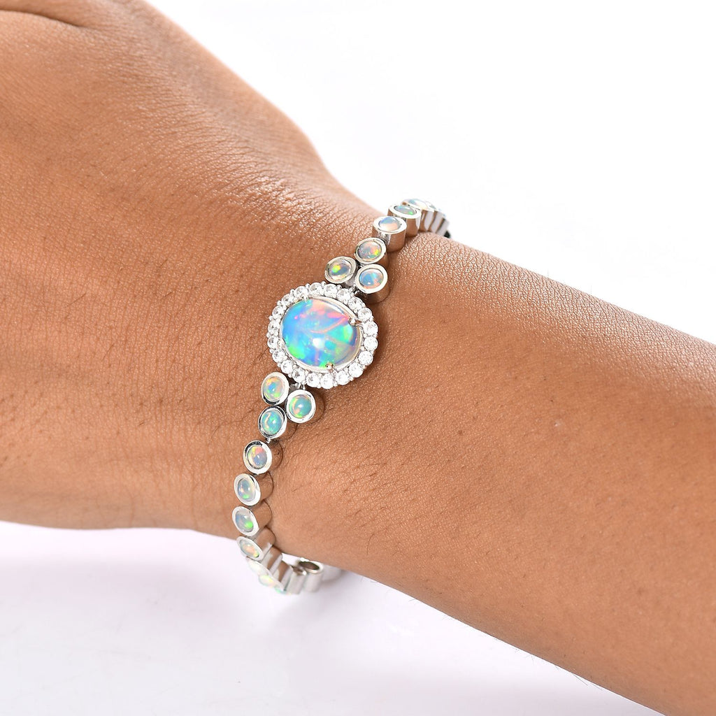 D'Joy AA Natürlicher, äthiopischer Welo Opal Armband ca. 19 cm 925 Silber rhodiniert ca. 8.41 ct