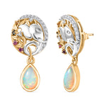 D'Joy AA Natürlicher, äthiopischer Welo Opal, Mehrfarbig Saphir Ohrringe 925 Silber Rhodiniert und 750 Gelbgold Vermeil ca. 1.63 ct