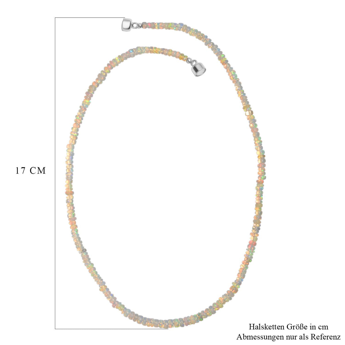 Natürlicher, äthiopischer Welo Opal Halskette ca. 45 cm 925 Silber rhodiniert ca. 45,00 ct.