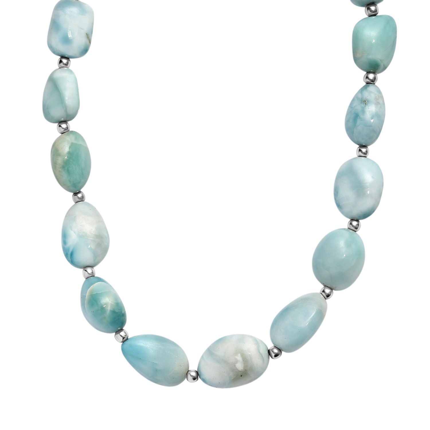 AA Larimar Halskette ca. 45 cm 925 Silber rhodiniert ca. 200,00 ct.