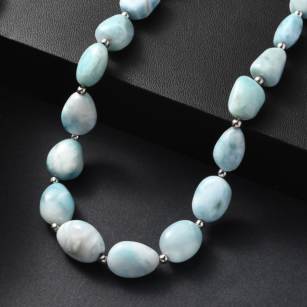 AA Larimar Halskette ca. 45 cm 925 Silber rhodiniert ca. 200,00 ct.