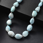 AA Larimar Halskette ca. 45 cm 925 Silber rhodiniert ca. 200,00 ct.