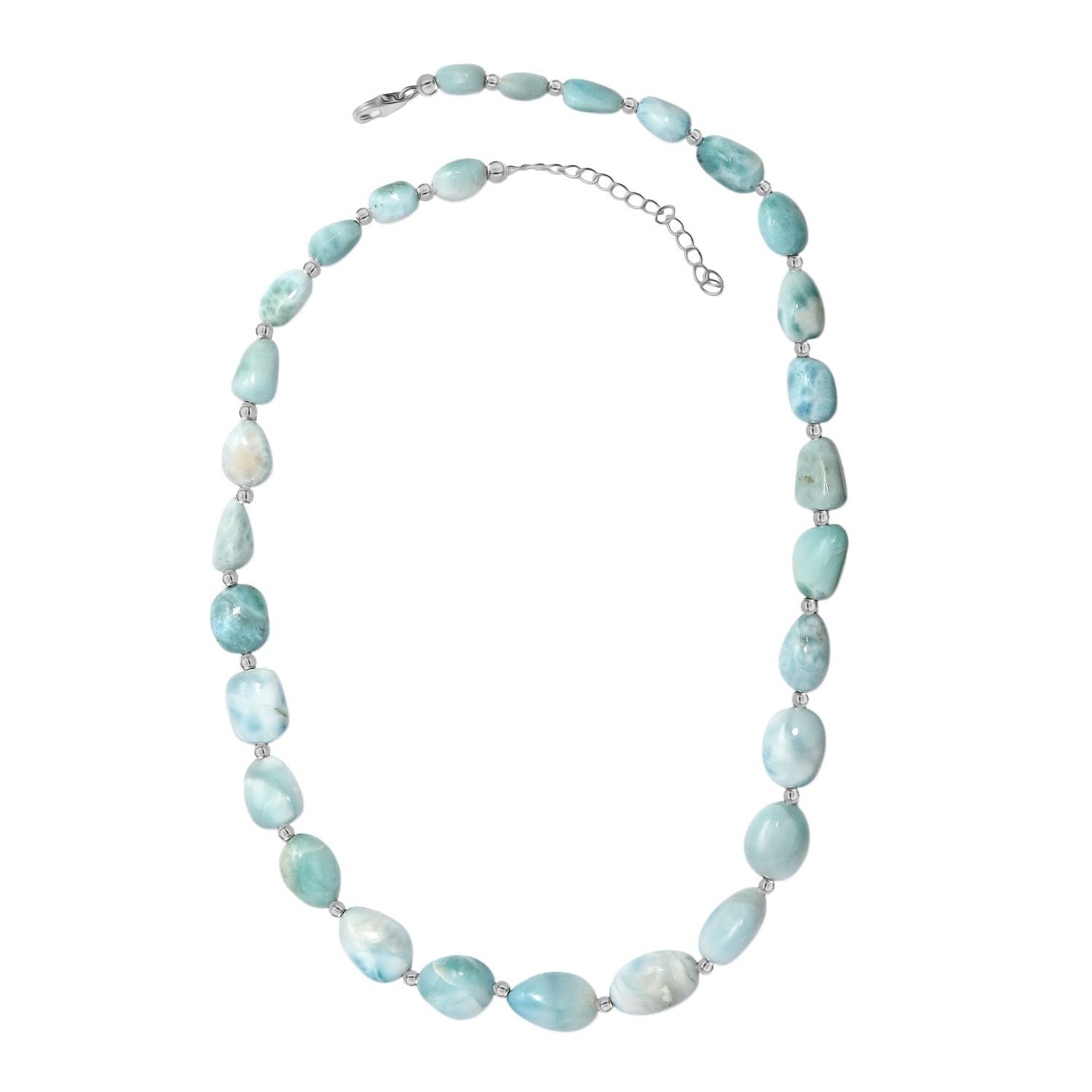 AA Larimar Halskette ca. 45 cm 925 Silber rhodiniert ca. 200,00 ct.
