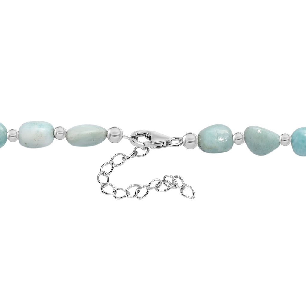 AA Larimar Halskette ca. 45 cm 925 Silber rhodiniert ca. 200,00 ct.