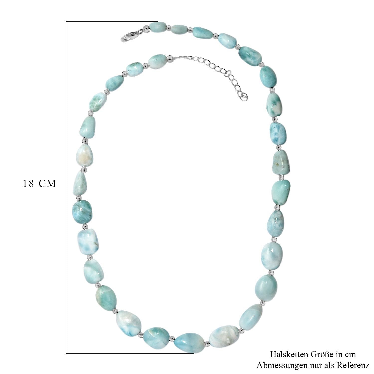 AA Larimar Halskette ca. 45 cm 925 Silber rhodiniert ca. 200,00 ct.
