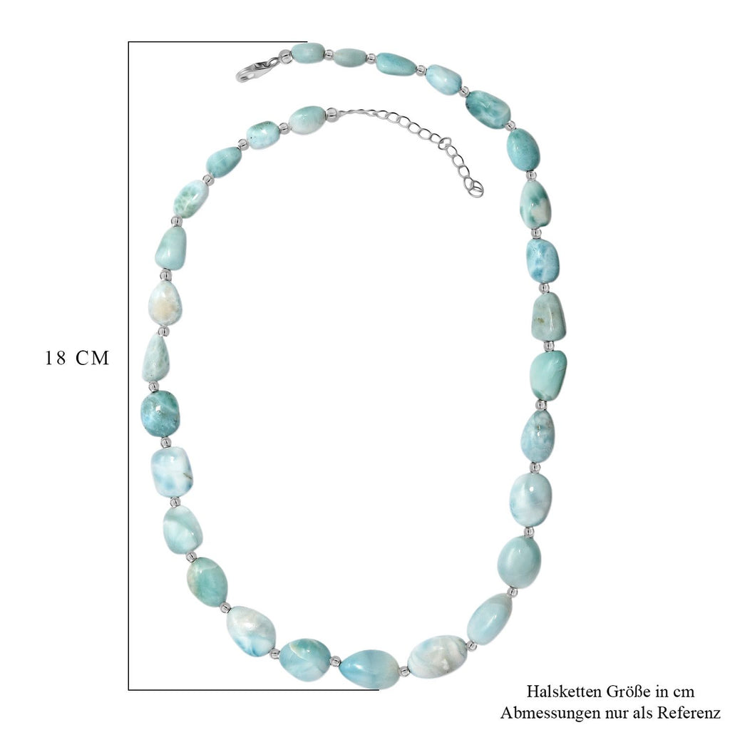 AA Larimar Halskette ca. 45 cm 925 Silber rhodiniert ca. 200,00 ct.
