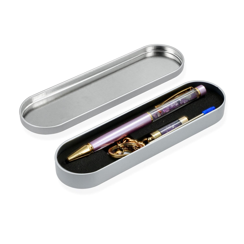Edelstein Stift Set Amethyst, Stift Schlüsselanhänger Mine, Lila