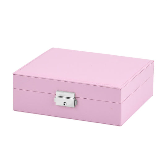 Schmuck Aufbewahrungsbox mit Haken und Fächern, 19x17x6.8 cm, Rosa